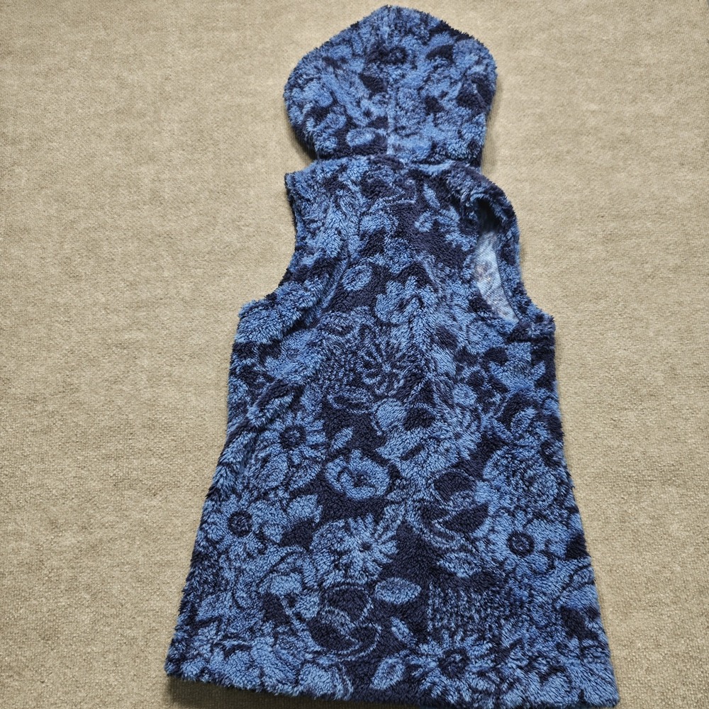 Koolaburra by UGG Women's Hooded Vest Blue Floral Pockets Hoodie Sz Small - Picture 8 of 8